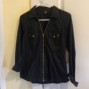 G by Guess Janine black zip blouse